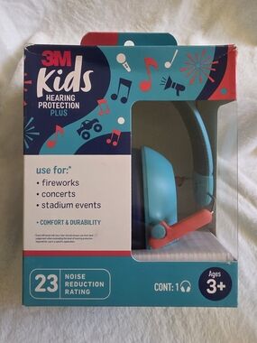 3M Kids Hearing Protection Plus Ear Muffs — Blue with Coral Accents